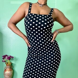 Shein Midi Dress Polka Dot Bodycon Women's Size Large